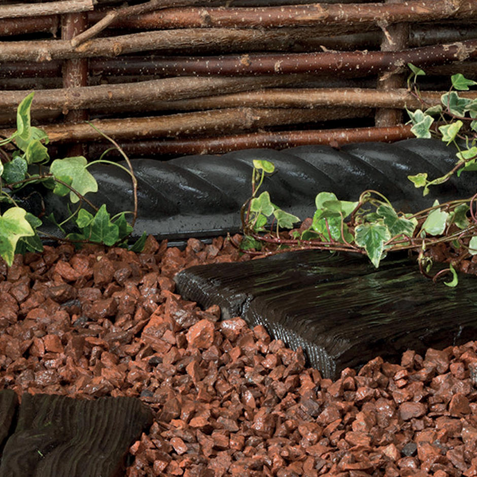 Red Flame Chippings 14mm in garden