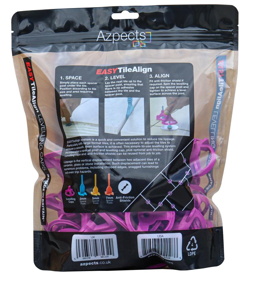 Azpects EASYTileAlign Levelling Caps - Pack of 50 back facing