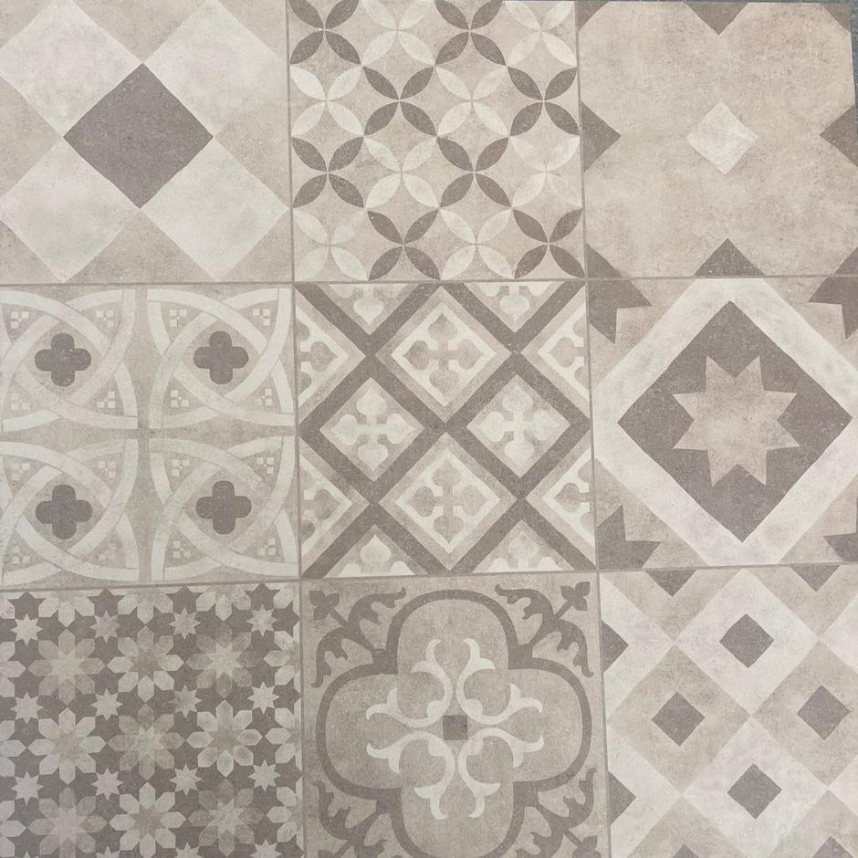 Valencia Beige Patterned Porcelain Paving off white garden tiles