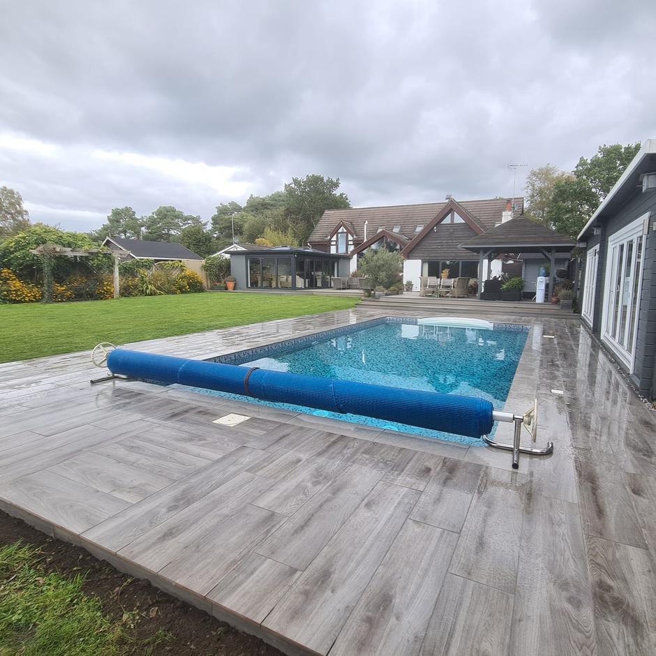 Woodland wood-effect Anthracite Grey Black Porcelain Paving Slab garden slabs