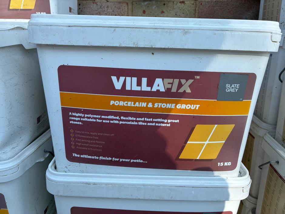 DISCOUNTED VillaFix Slate Grey Porcelain & Stone Grout, 15kg tub