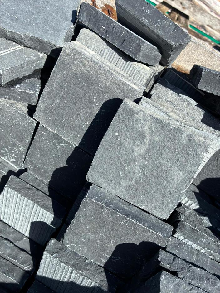Carbon black limestone cobble setts on sale