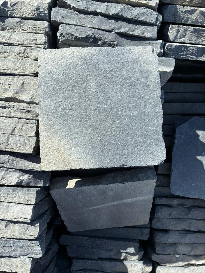 Carbon black limestone cobble setts 150 x 150
