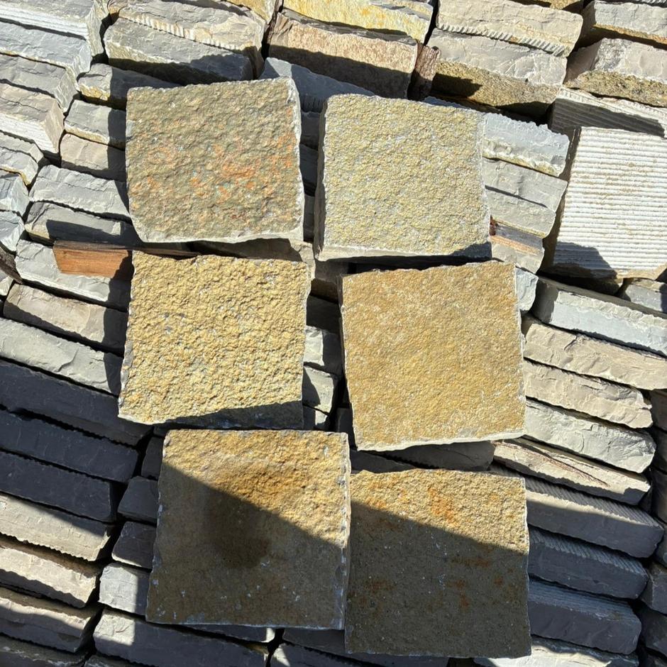 DISCOUNTED Yellow Limestone Cobbles Setts, 100x100