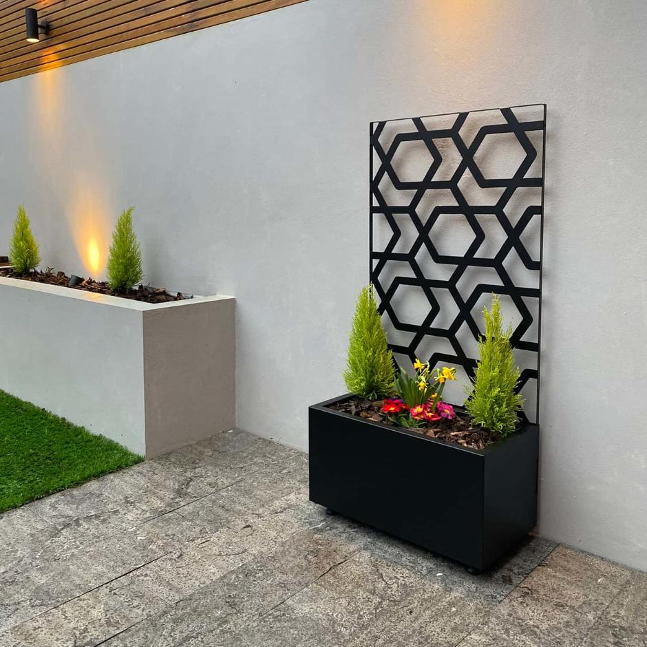 CORE Hive Black Composite Screen with planters and plants