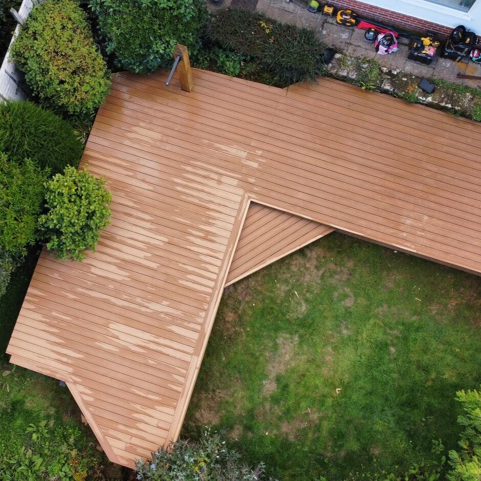 wessex verde composite decking, oak brown garden decking