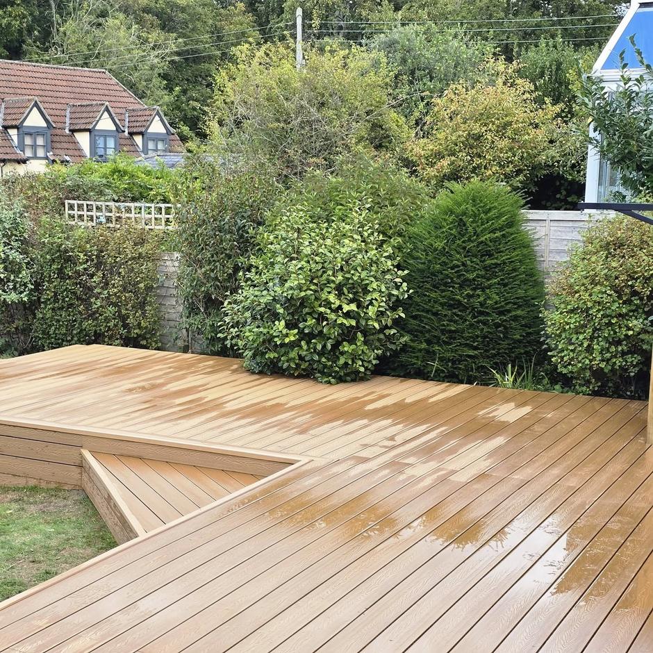 wessex verde composite decking, oak brown garden decking