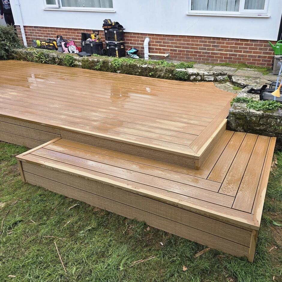 wessex verde composite decking, oak brown garden decking