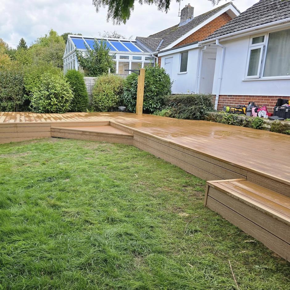 wessex verde composite decking, oak brown garden decking