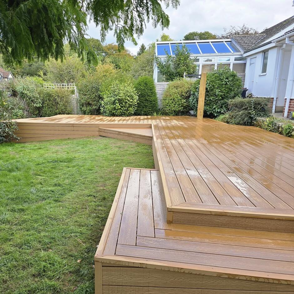 wessex verde composite decking, oak brown garden decking
