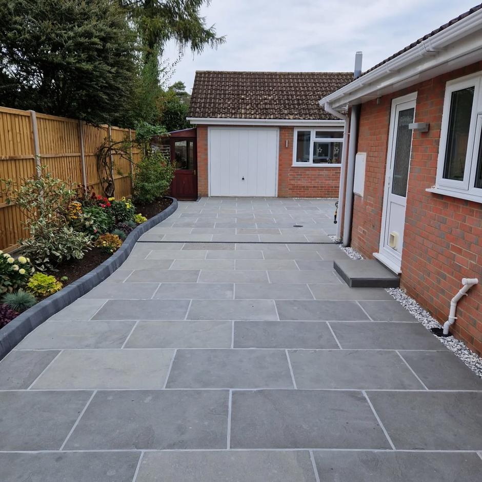 dove grey indian limestone paving slabs