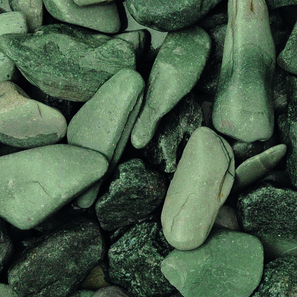 40-75mm Green slate paddlestones up-close wet