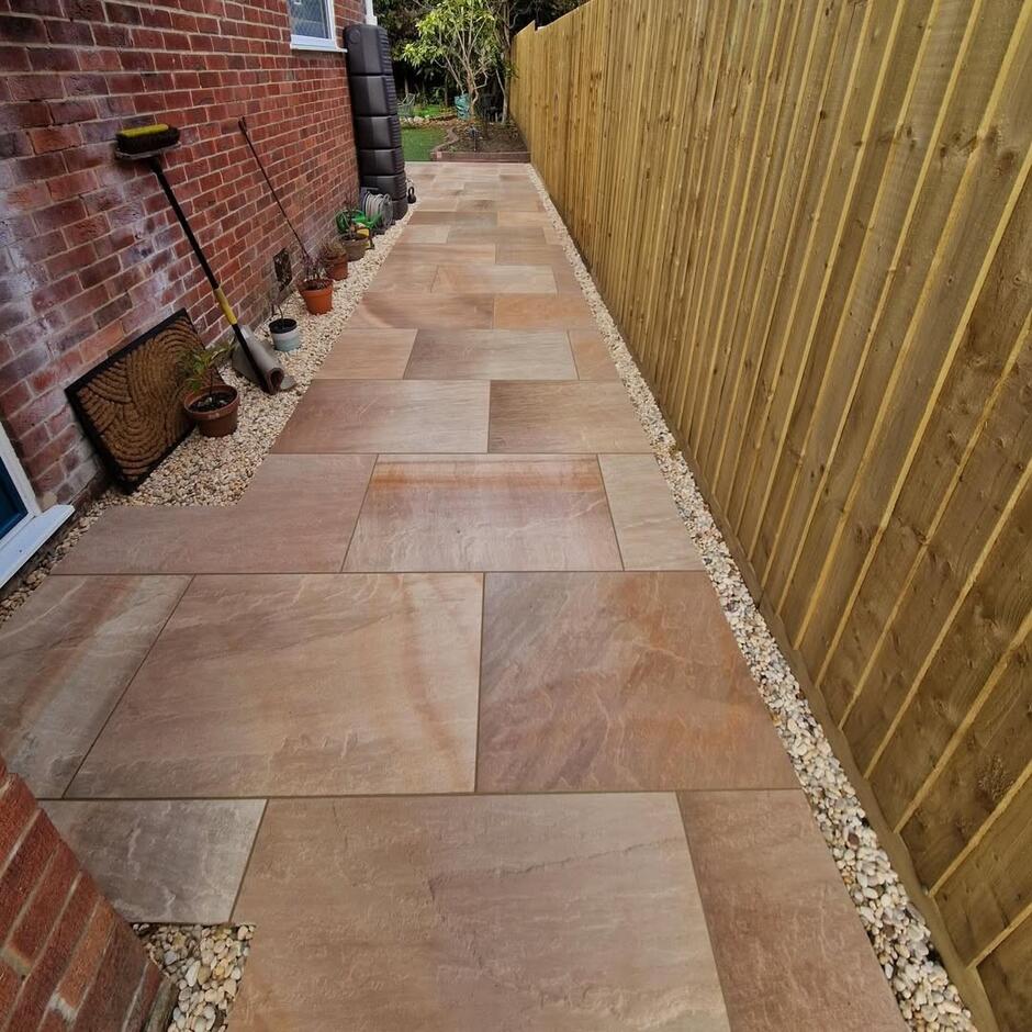'Natural' Raveena Porcelain Paving 600x900 garden pavers