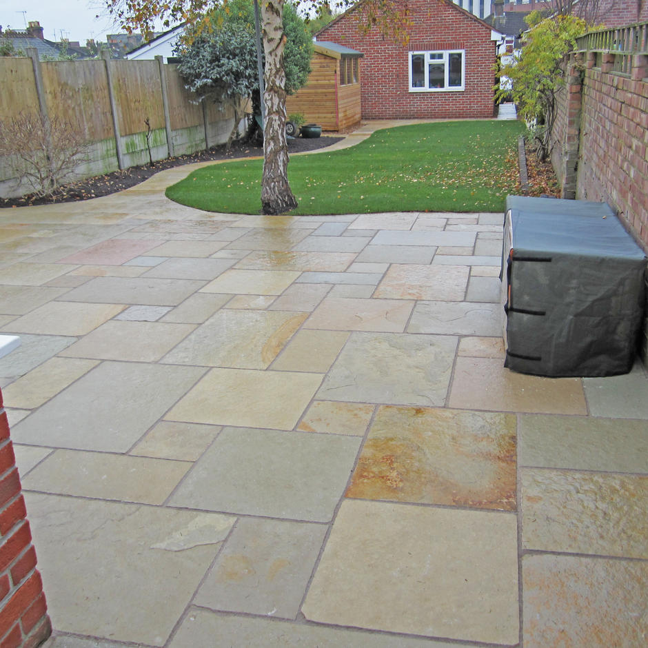 gold shades of citron paving in garden