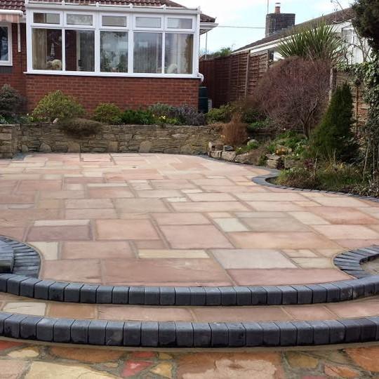 Heather sandstone paving, back garden and steps
