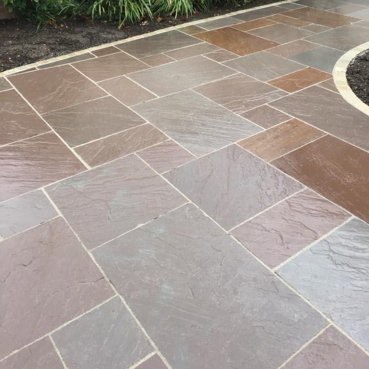 shades of brown natural stone paving slabs