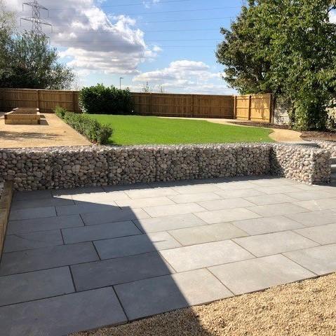dove grey square edge limestone paving project